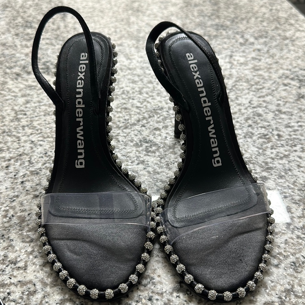 Alexander Wang clear strap heels with rhinestones